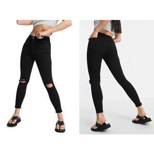 Topshop Jamie Women's 25 High Waist Black Skinny Distressed Denim Jegging Jeans